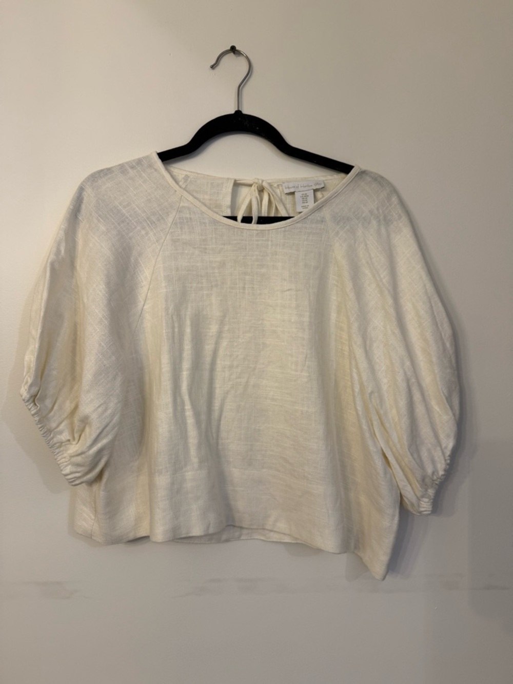 House of Harlow 1960 Cream Puff-Sleeve Linen Top